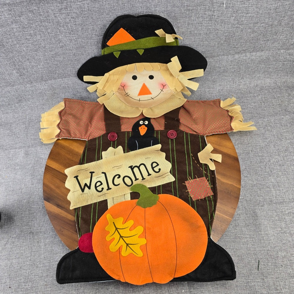 Fall Decor Scarecrow Welcome Sign Pumpkin Door Hanger‎ Harvest Thanksgiving